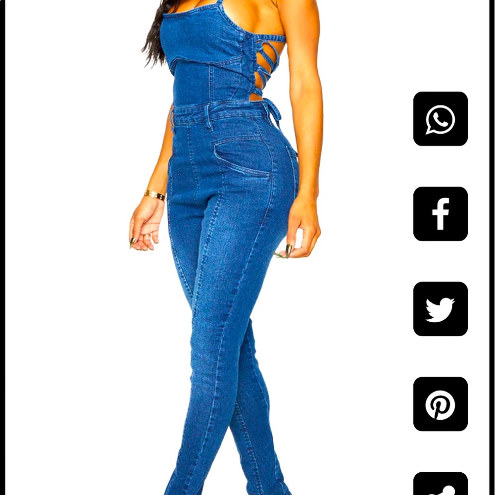 Denim Jumpsuit with Lace-up Back, Sz 12, NWT